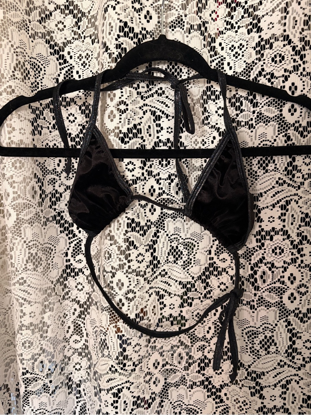 Black Velvet Triangle Bralette - Women Intimates